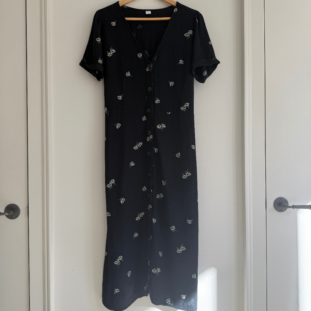 Old Navy Ditsy Floral Linen Blend Button Down Dress Size L